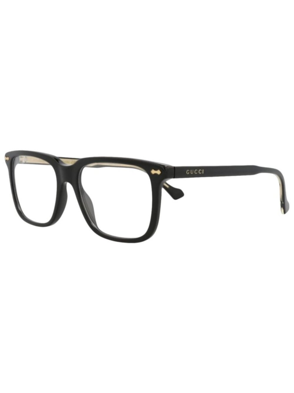 New Gucci Women's Eyeglasses Square Rectangle Acetate Frame Mens Black Black